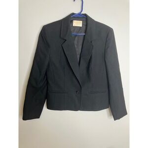 Pendleton Blazer Women 6 Black Excellent Virgin Wool Crop One Button USA Made